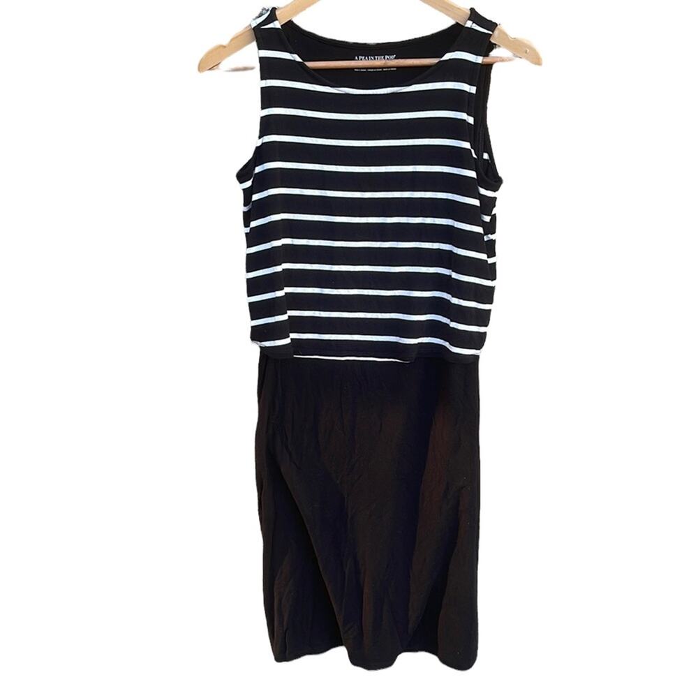 A Pea in the Pod black & white striped sleeveless nursing dress size XS